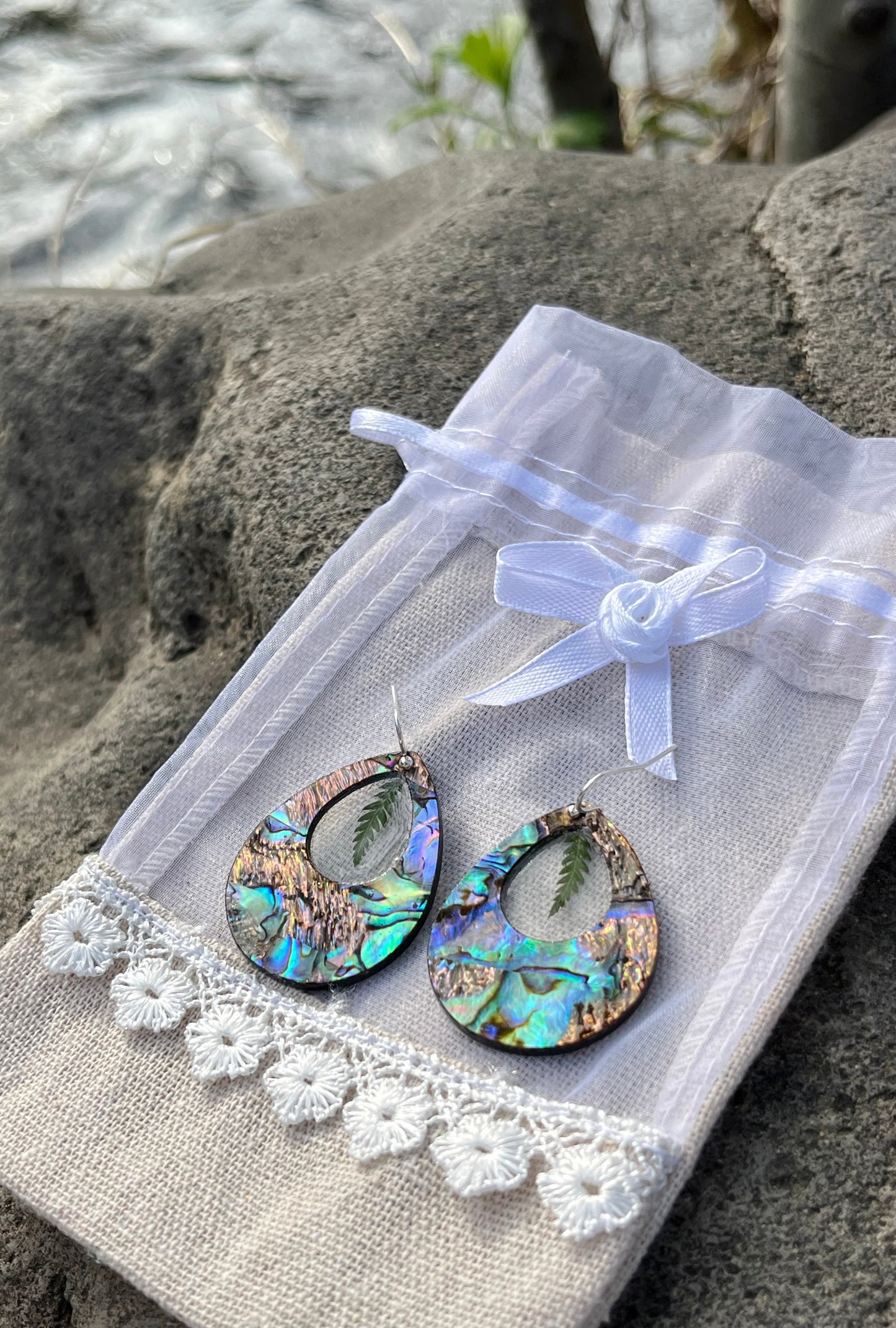 abalone & fern earrings