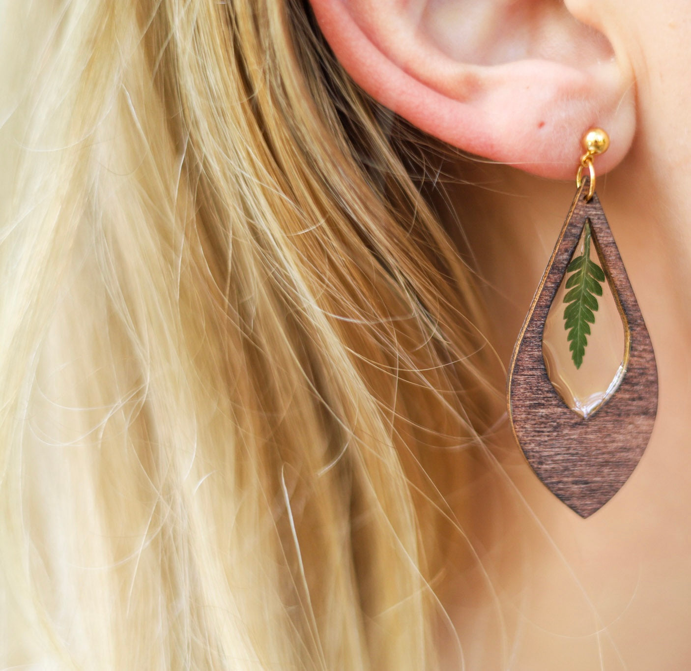 teardrop fern earrings