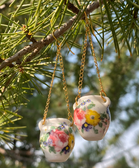 multicolor ceramic vase earrings