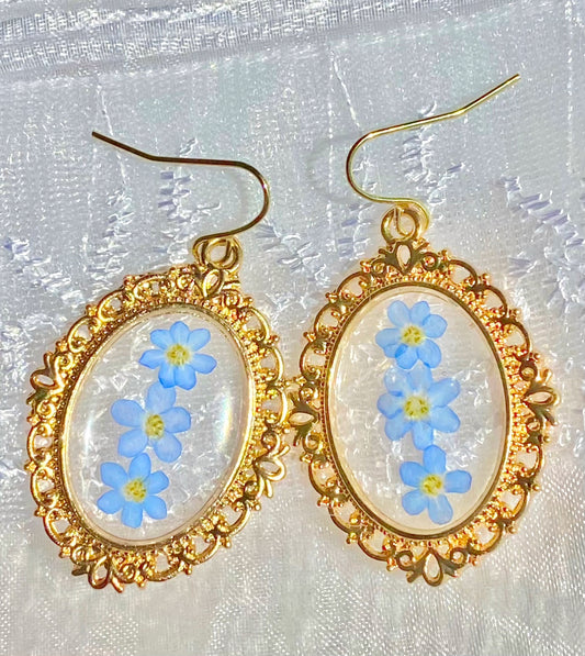 forget me not oval earrings