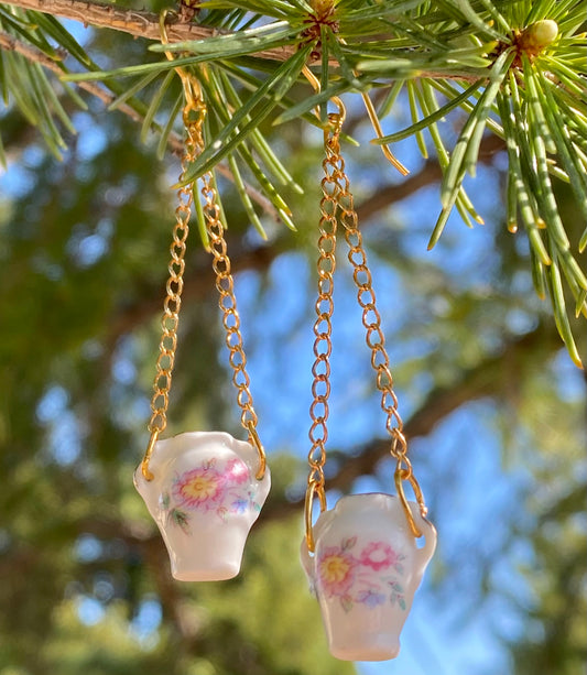porcelain 'zinnia' vase earrings